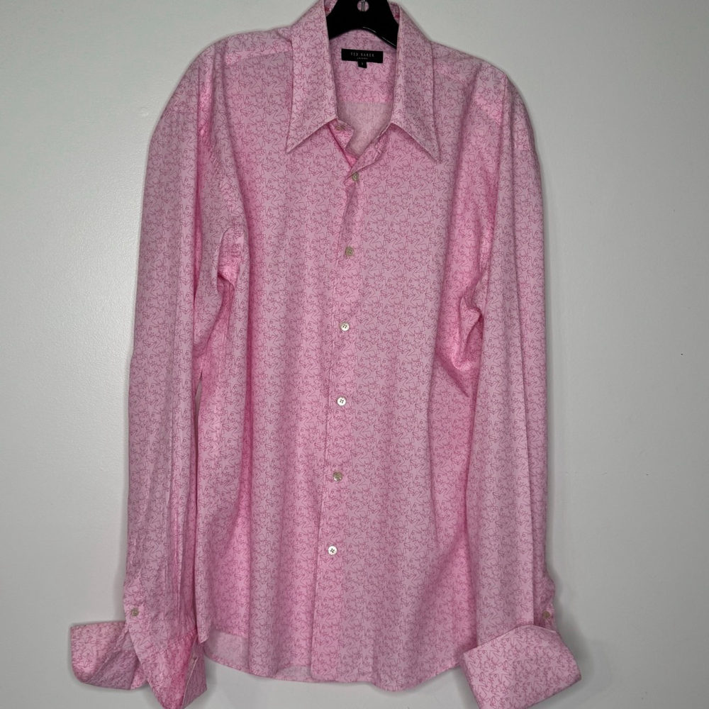 Ted Baker London Pink Long-sleeved Button-down Shirt